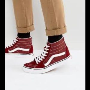 Vans Sk8-Hi Canvas Sneakers Hightop Maroon Red Skater